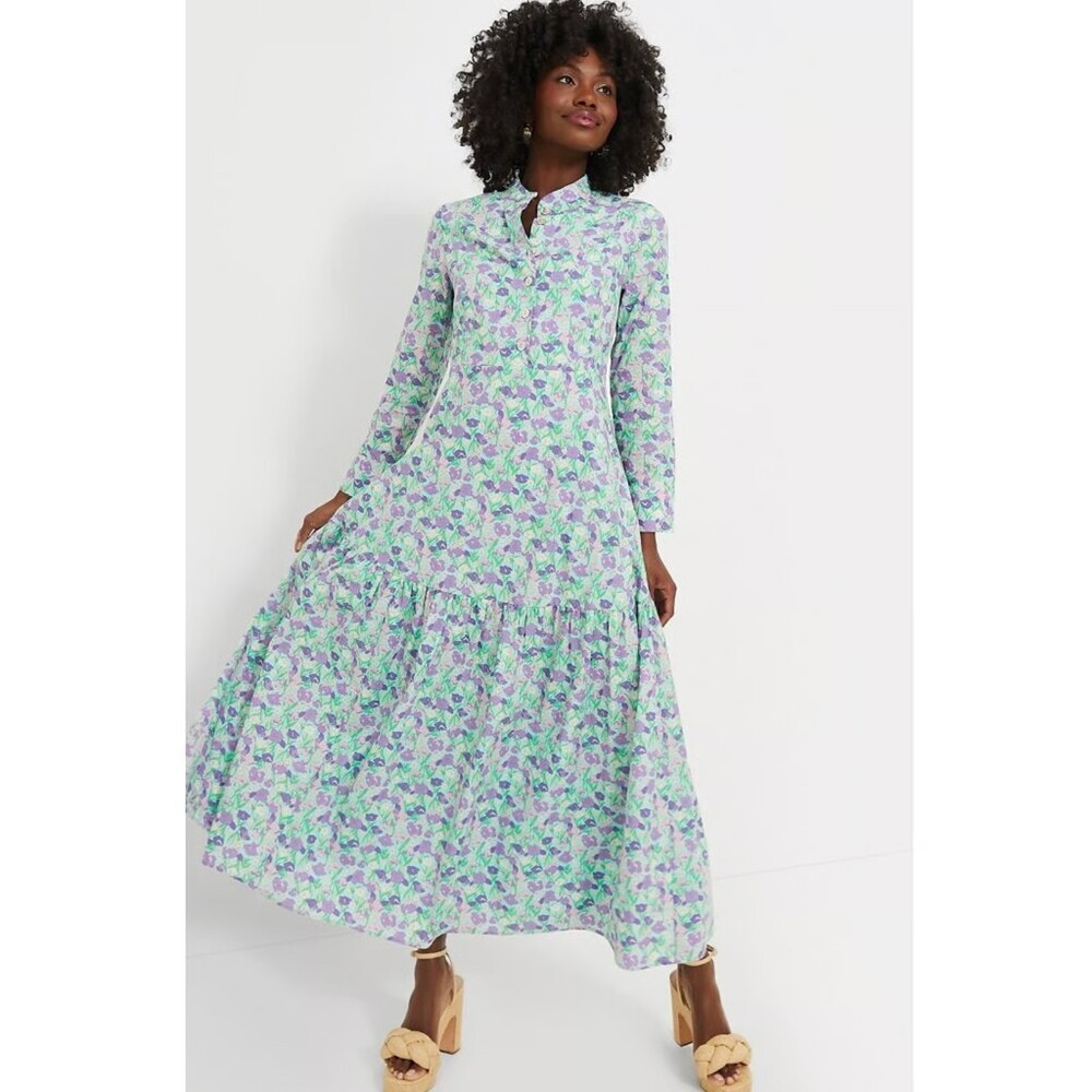 Tuckernuck Hyacinth House Multi Floral Bellflower Long Sleeve Maxi Dress